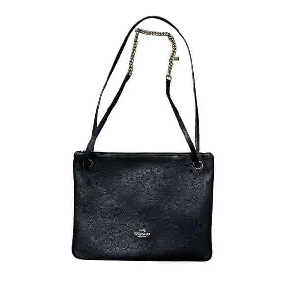 Coach Convertible Crossbody Bag Small Black Pebble Leather Gold Strap Designer - Picture 2 of 10